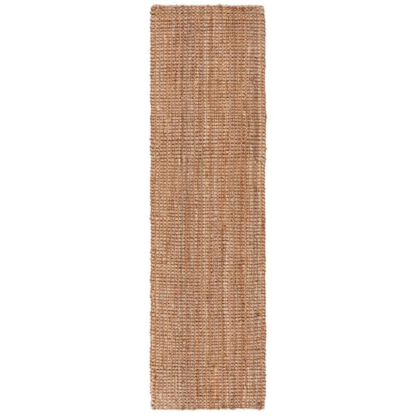Natural Fiber Beige 2 ft. x 9 ft. Woven Cross Stitch Runner Rug