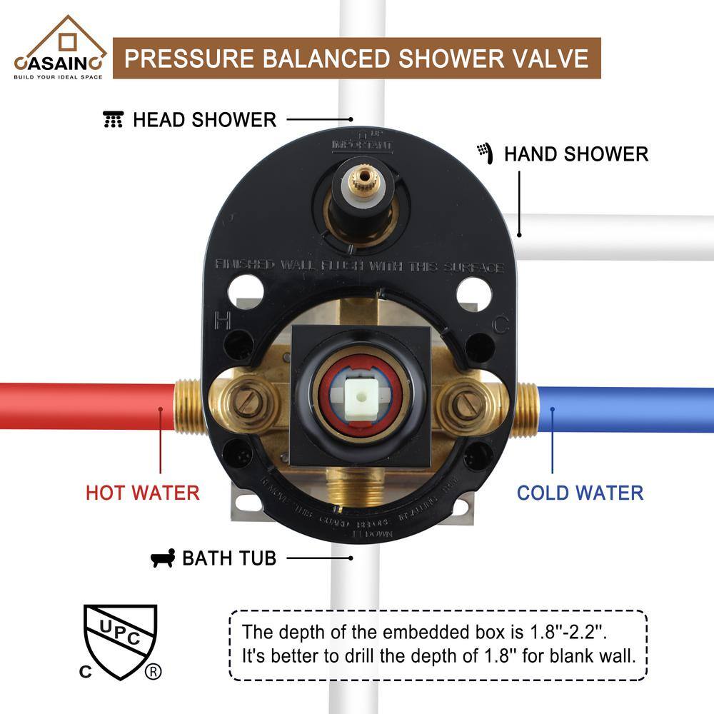 Matte Black 10-Inch Ceiling-Mounted Shower System with Handheld and Tub Filler