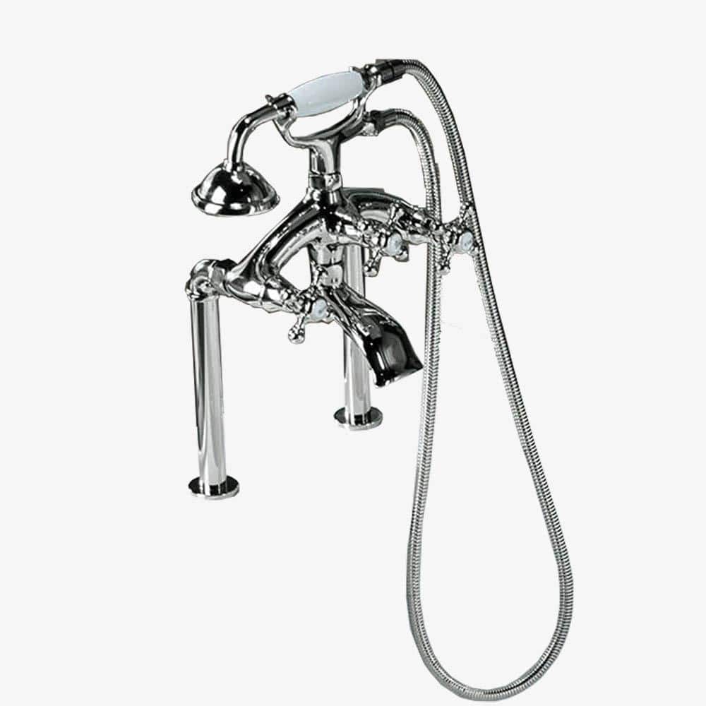 WOODBRIDGE 3Handle Tub Deck Mount Bathtub Faucet with Handshower and Hose in Brushed Nickel