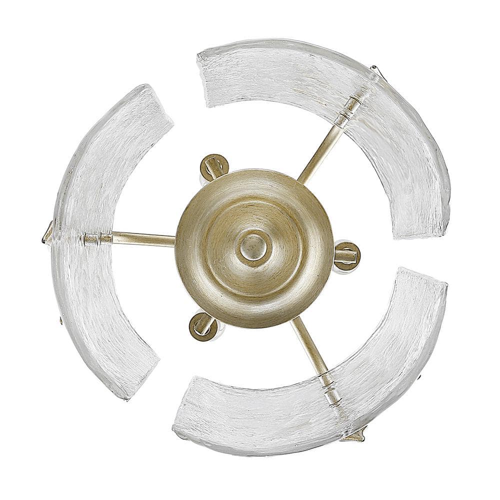 White Gold Hammered Water Glass Pendant Light with Plant Accents