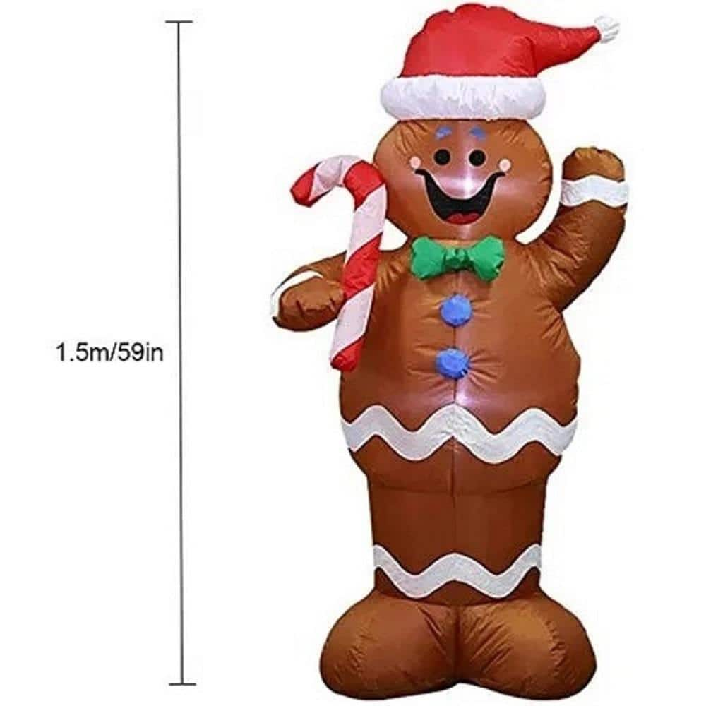 JOYIN 5 ft. Tall x 2.5 ft. W Red, Brown and White Plastic Gingerbread Man Inflatable