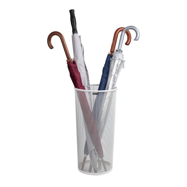 Umbrella Stand Walking Cane Rack Wrapping Paper Holder Metal Mesh 10.25 in. L x 10.25 in. W x 19.5 in. H, White