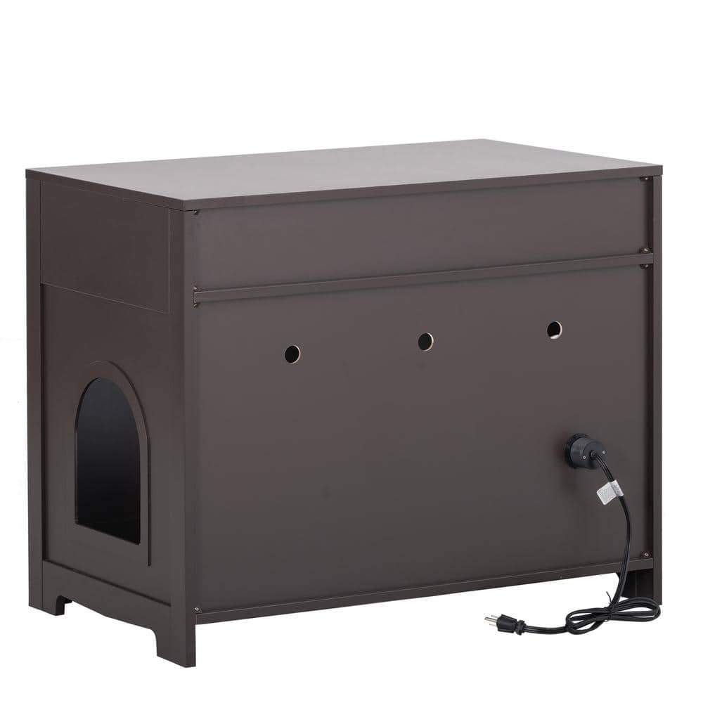 Litter Box Enclosure Cat Litter Box Furniture with Hidden Plug 2 Doors Cat 