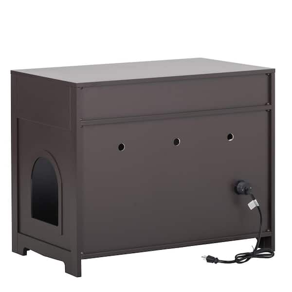 Litter Box Enclosure Cat Litter Box Furniture with Hidden Plug 2 Doors