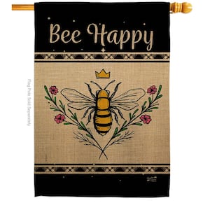 28 in. x 40 in. Queen Bee Happy Garden Friends House Flag Double-Sided Decorative Vertical Flags