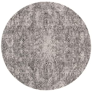 Lurex Black/Light Gray 7 ft. x 7 ft. Round Abstract Area Rug