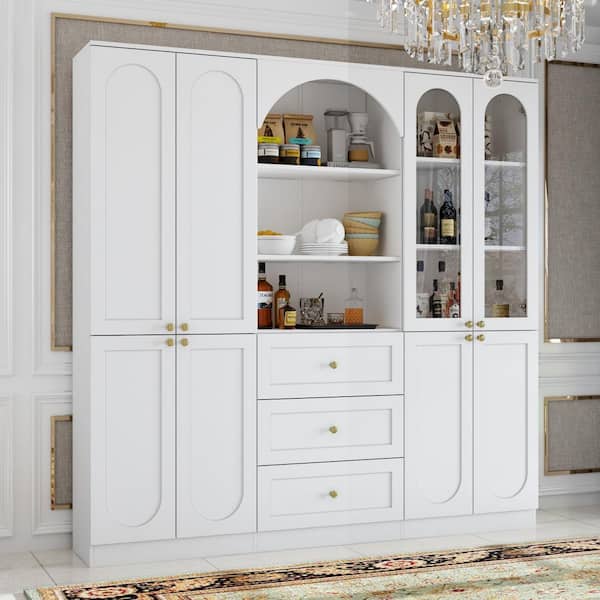 FUFU&GAGA 70.9 in. Tall 13-Shelf White Wood Standard Bookcase with
