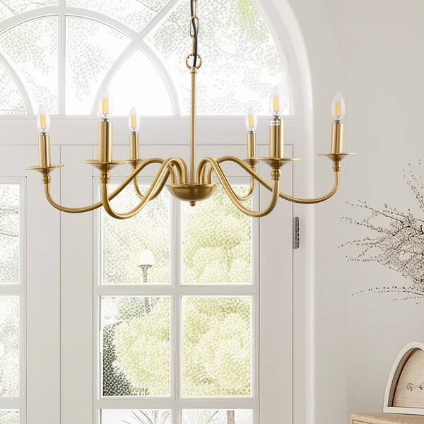 tarogoro0629❁ Emeritpro 6-Light Antique Brass, Metal Chandelier with E12