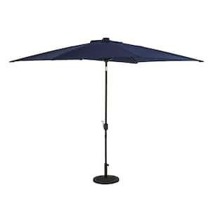 Nassau 10 ft. x 6.5 ft. Rectangle Market Umbrella with LED Bulb Lights in Navy Blue - Breez-Tex
