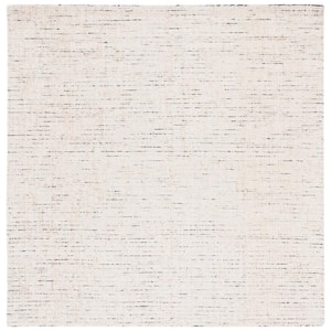 Abstract Ivory/Blue 6 ft. x 6 ft. Speckled Square Area Rug