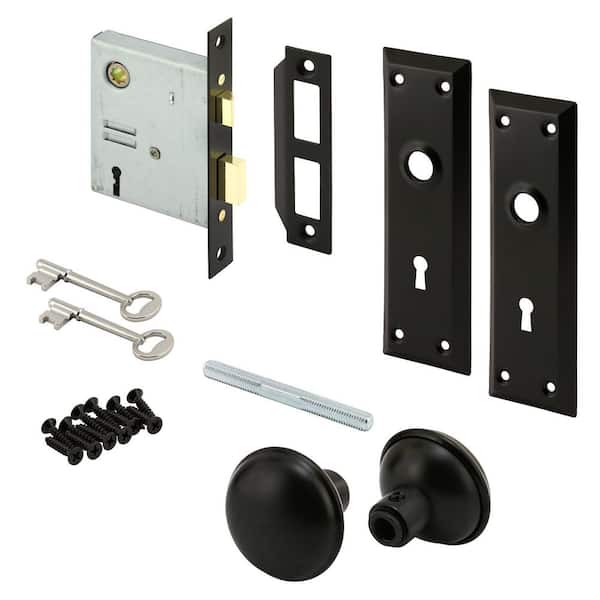 Defender Mortise Lock Set, Keyed, Matte Black