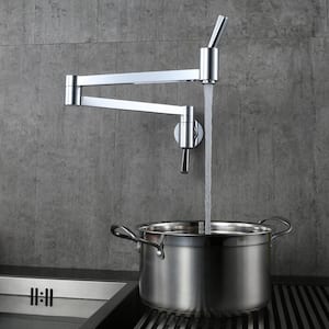 Brass Wall Mounted Pot Filler with 2-Handle in Polished Chrome