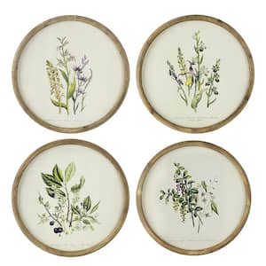 Marquita Brown/Cream/Green Flora Round Framed Nature Art Print 1 in. x 1 in. (Set of 4)