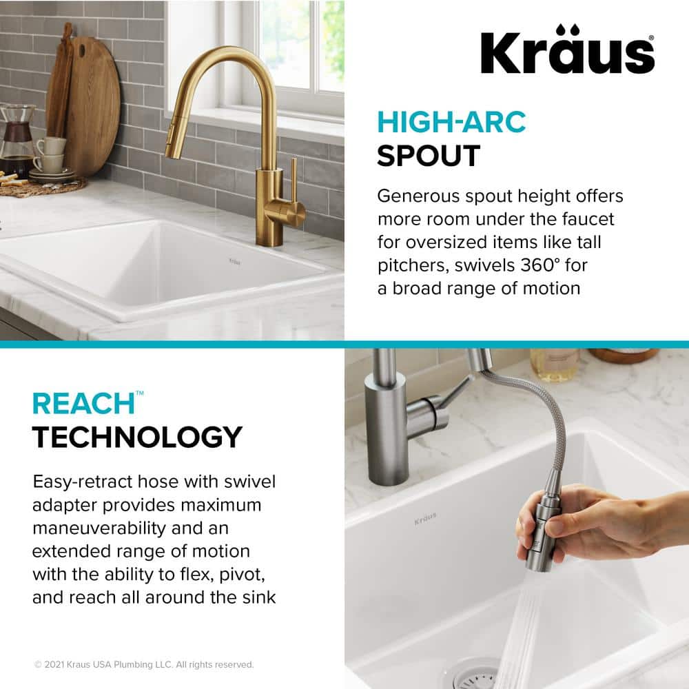 Brushed Brass Single Handle Pull Down Kitchen Faucet