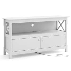 44 in. Free Standing TV Cabinet Wooden Console for 48 in. TV Media Entertainment White