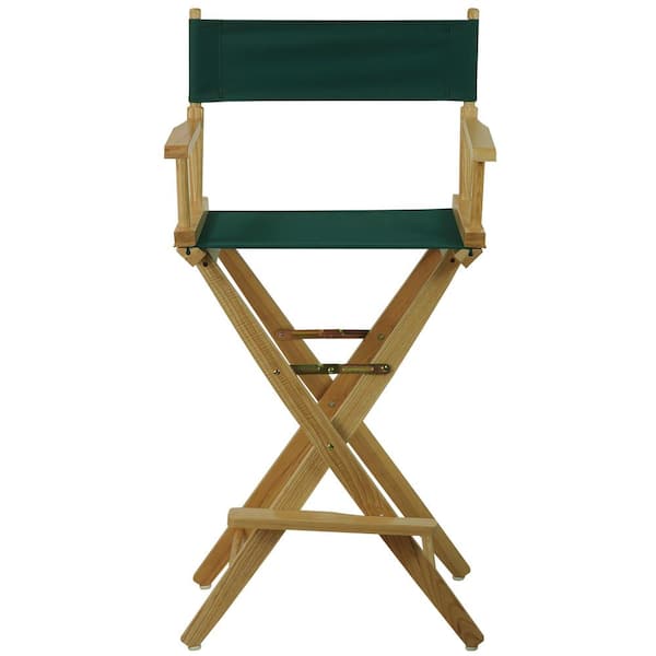 American Trails 30 in. Extra-Wide Natural Wood Frame/Hunter Green Canvas Seat Folding Directors Chair