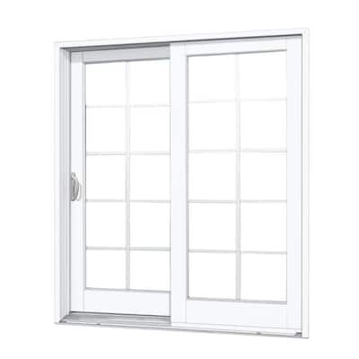 60 in. x 80 in. Smooth White Left-Hand Composite Sliding Patio Door with 10-Lite GBG
