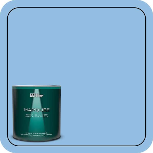 BEHR MARQUEE 1 qt. #P520-3 Toile Blue Semi-Gloss Enamel Interior Paint & Primer