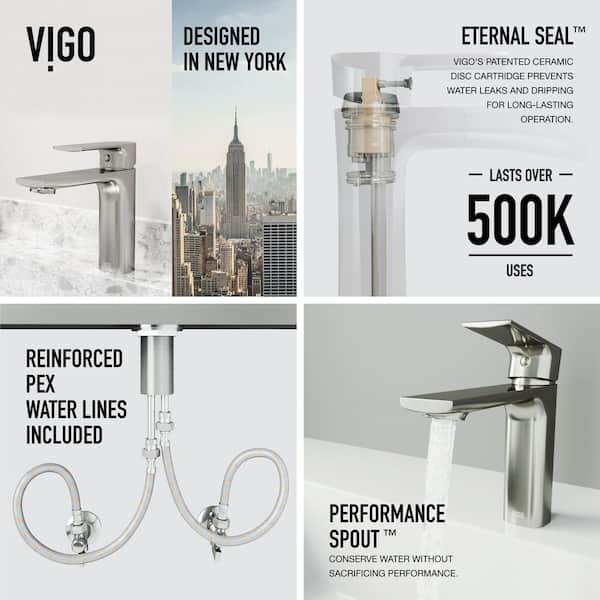 VIGO Davidson Single Handle Single-Hole Bathroom Faucet in Brushed