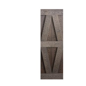 X Series Embossing 24 in. x 84 in. Kona Coffee/Smoky Gray DIY Knotty Wood Sliding Door Slab