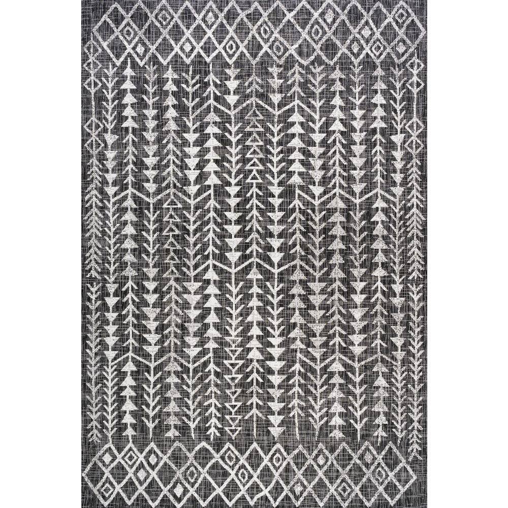 4' x 6' Black and Ivory Geometric Synthetic Area Rug