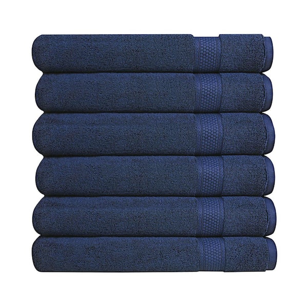 A1 Home Collections A1HC Hand Towel 500 GSM Duet Technology 100% Cotton Ring Spun Mood Indigo 16 in. x 28 in. Quick Dry (Set of 6)