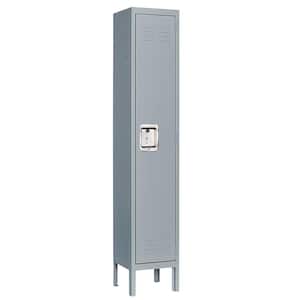 66 in. 2-Shelf Steel Metal Locker for Home, 1 Door Dressing Room, Gym, Lockable Storage Lockers for Employees in Grey