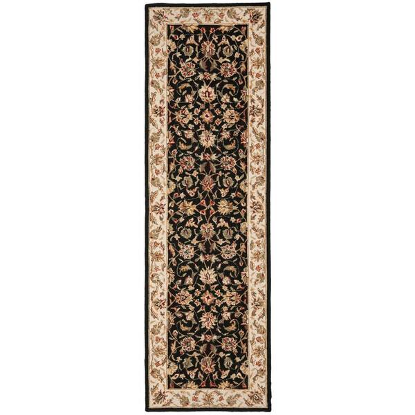 SAFAVIEH Chelsea Black 3 ft. x 12 ft. Floral Speckled Border Runner Rug