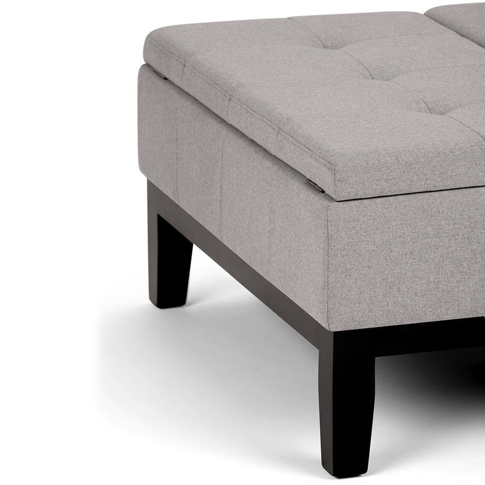 Cloud Grey Linen Contemporary Square Tufted Storage Ottoman