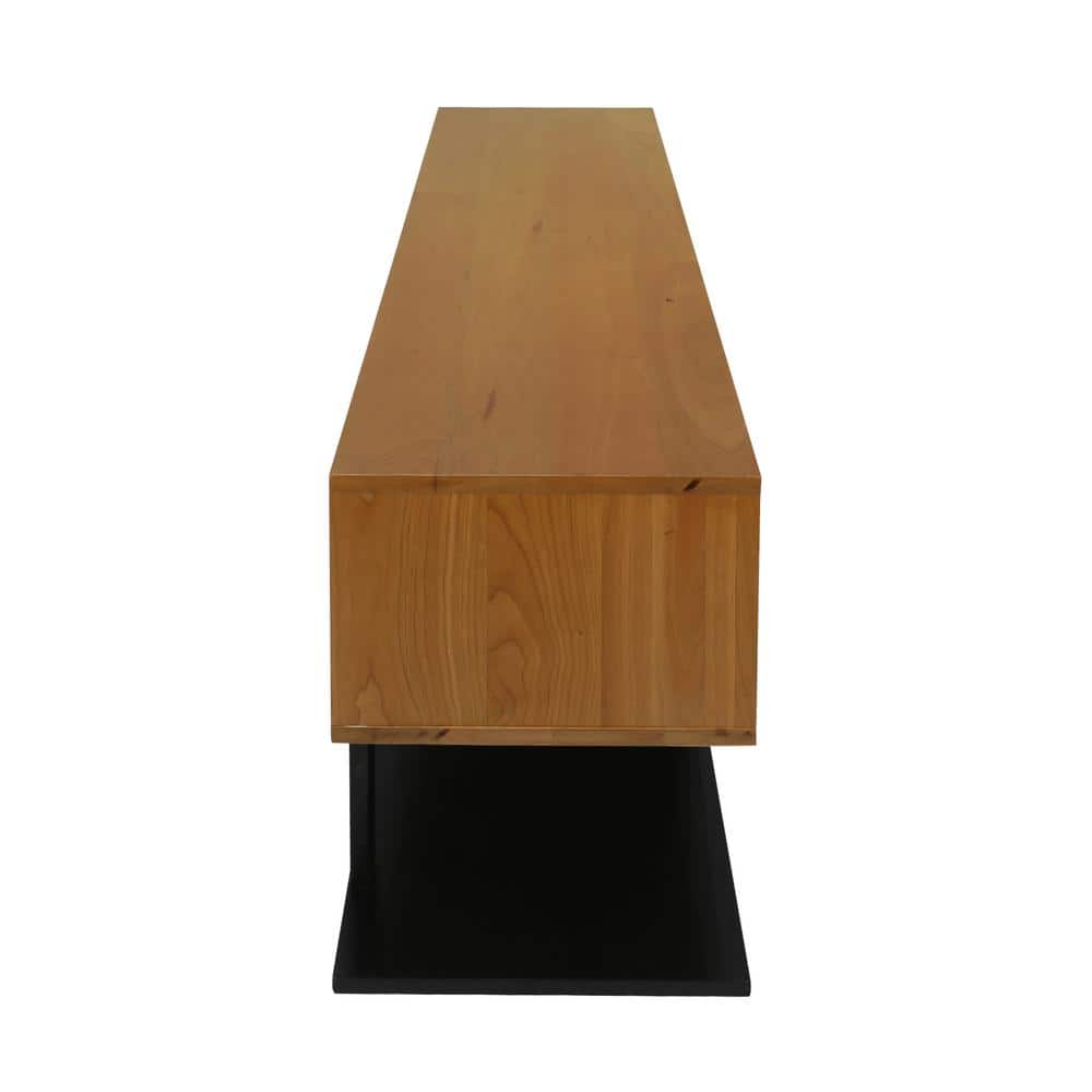 Modern Urban Cherry and Black Solid Wood TV Stand
