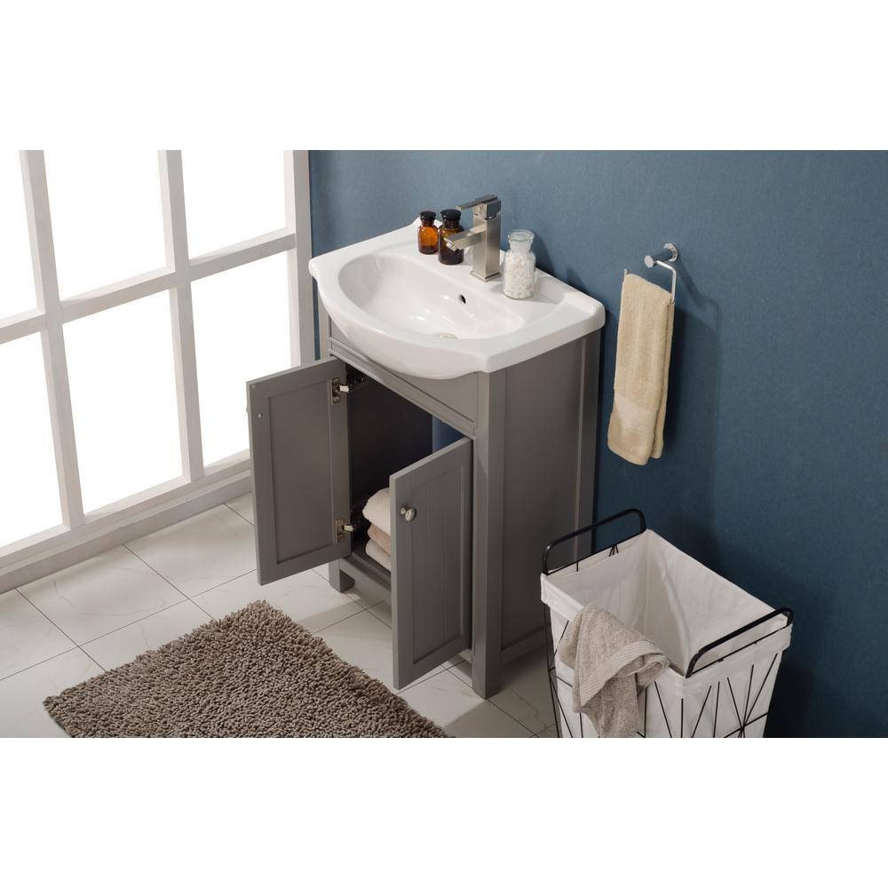Marian Gray Solid Wood Single Sink Vanity with Porcelain Top