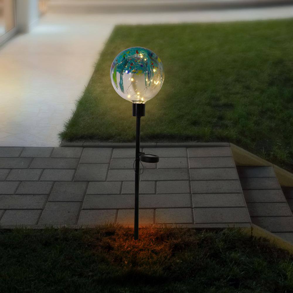 Multicolor Raindrop Splashes Glass Ball LED Garden Stake