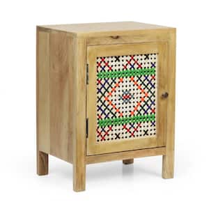 Krass Natural and Multi-Colored Nightstand with Wool Accents 22 in. x 16.5 in. x 12 in.