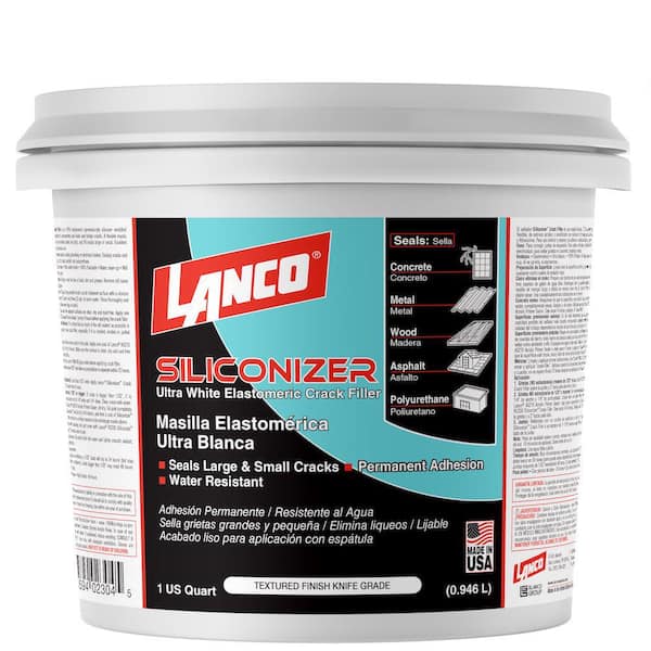 Lanco 1 Qt. Siliconizer White Elastomeric Crack Filler Textured Knife Grade for Permanent Water Resistant Adhesion