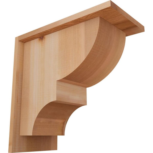 Ekena Millwork 7-1/2 in. x 14 in. x 14 in. Western Red Cedar Ridgewood Smooth Corbel with Backplate