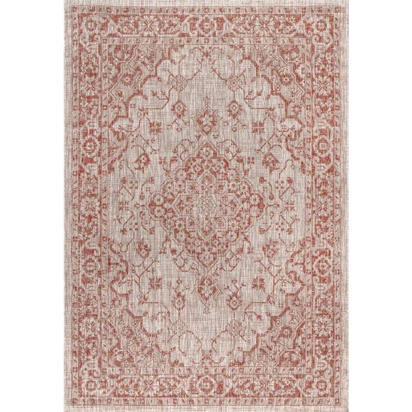 JONATHAN Y Rozetta Boho Medallion Red/Taupe 5 ft. 3 in. x 7 ft. 7 