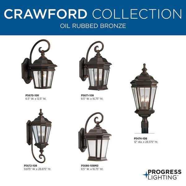 Progress Lighting Crawford Collection 4-Light Oil Rubbed Bronze Clear  Beveled Glass New Traditional Outdoor Post Lantern Light P5474-108 - The  Home Depot