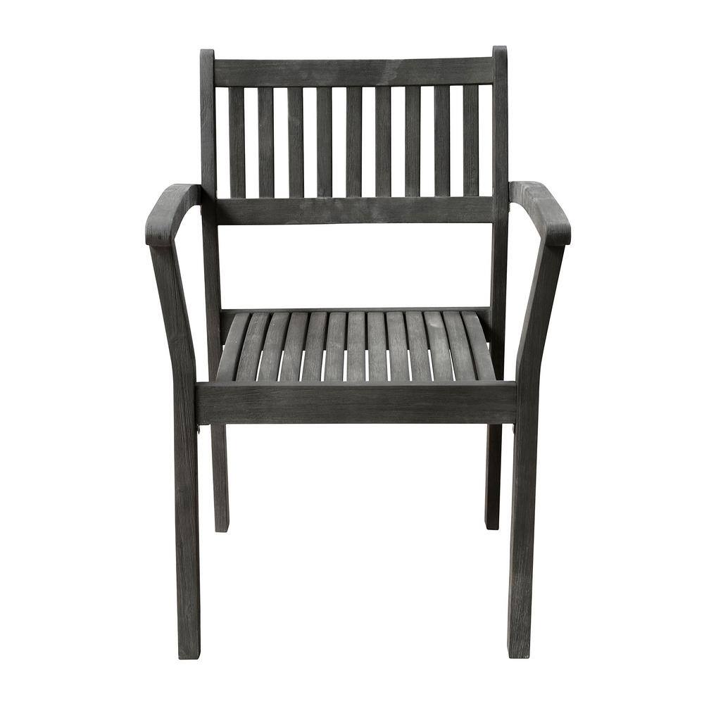 Outdoor Patio HandScraped Wood Stacking Armchair (Set of 2) V1805 The Home Depot