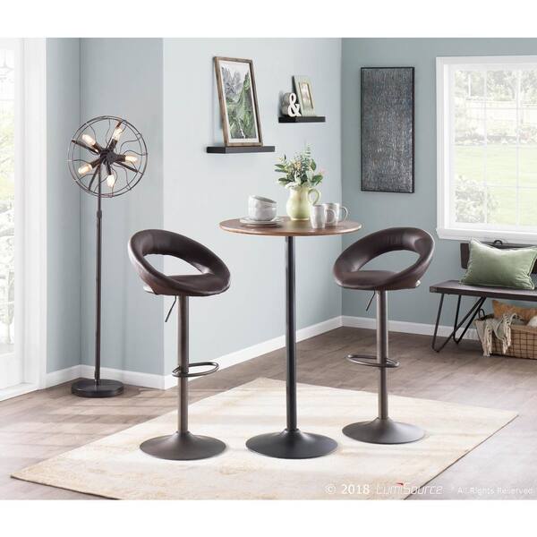 Lumisource Metro Adjustable Height Bar Stool in Antique Metal and