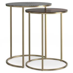 Drake Contemporary 18 in. Wide Metal Nesting table in Antique Nickel, Antique Copper, Fully Assembled