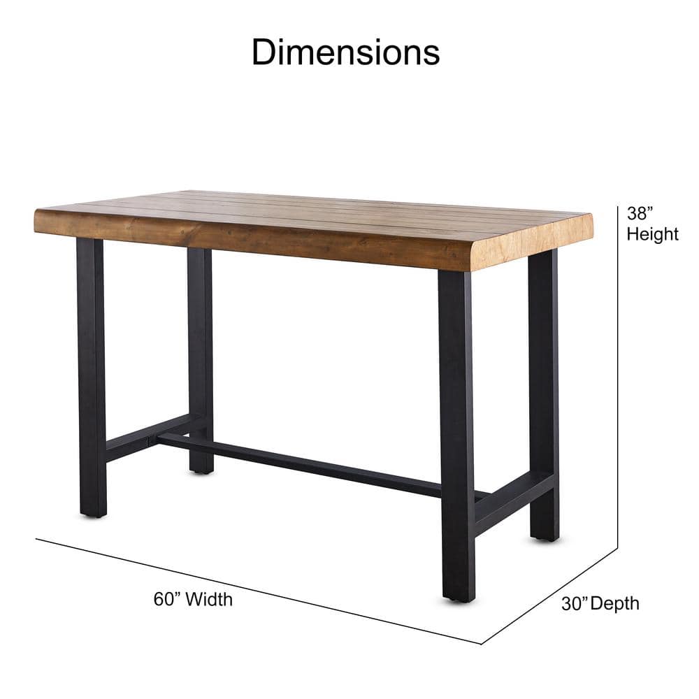 Landon 63" Natural Honey Birch Counter Table with Iron Base