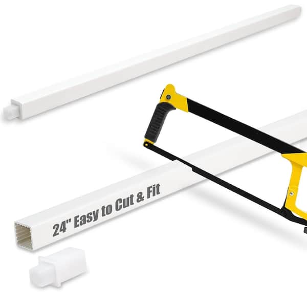 24 in. Adjustable Spring-Loaded No-Drill Tension Replacement Towel Bar Square Plastic Rod for Vintage