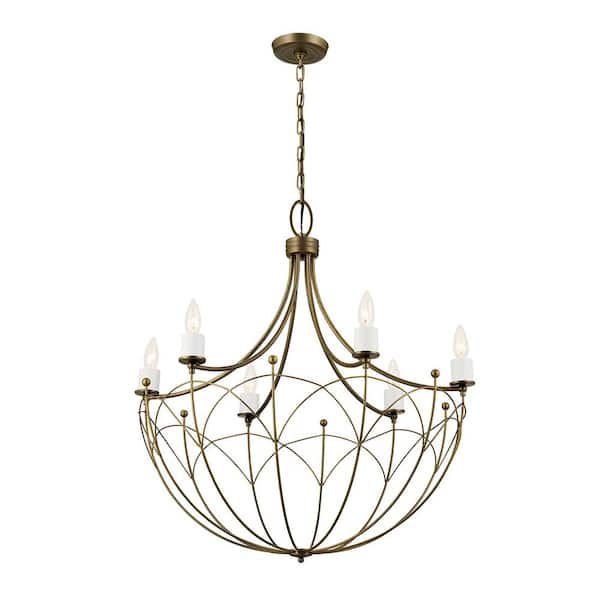 KICHLER Topiary 28.25 in. 6-Light Character Bronze Vintage Candle Circle Chandelier for Dining Room
