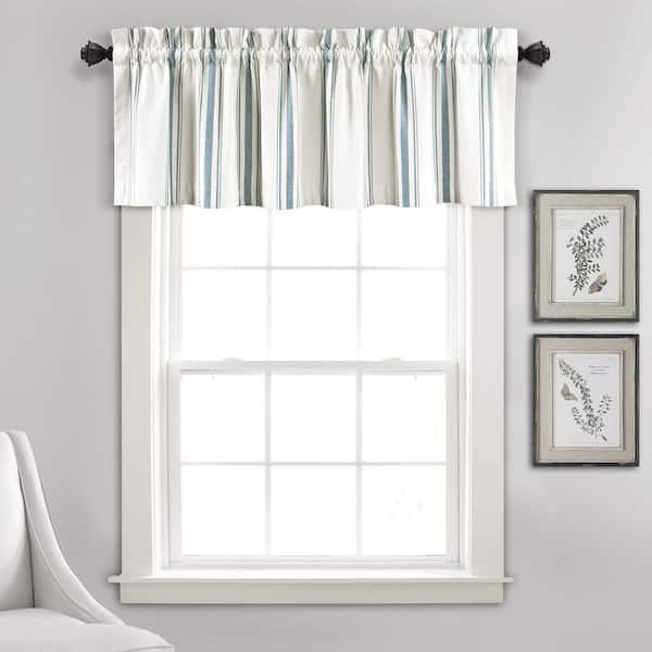 Farmhouse Stripe Yarn Dyed Eco-Friendly Recycled Cotton Valance Blue Single 52x18+2