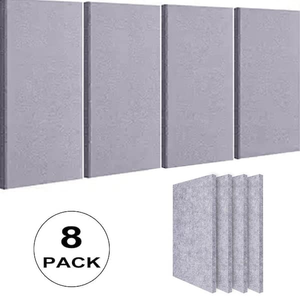 0.35 in. x 15.75 in. x 23.62 in. Sound Absorbing Noise Dampening Acoustic Panel Wall Treatment, Gray, 8-Pack