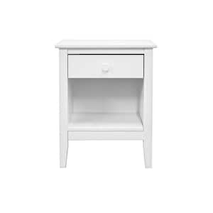 Easy Pieces 23.54 in H White Rectangle Solid Wood Single Drawer End Table with Cubby