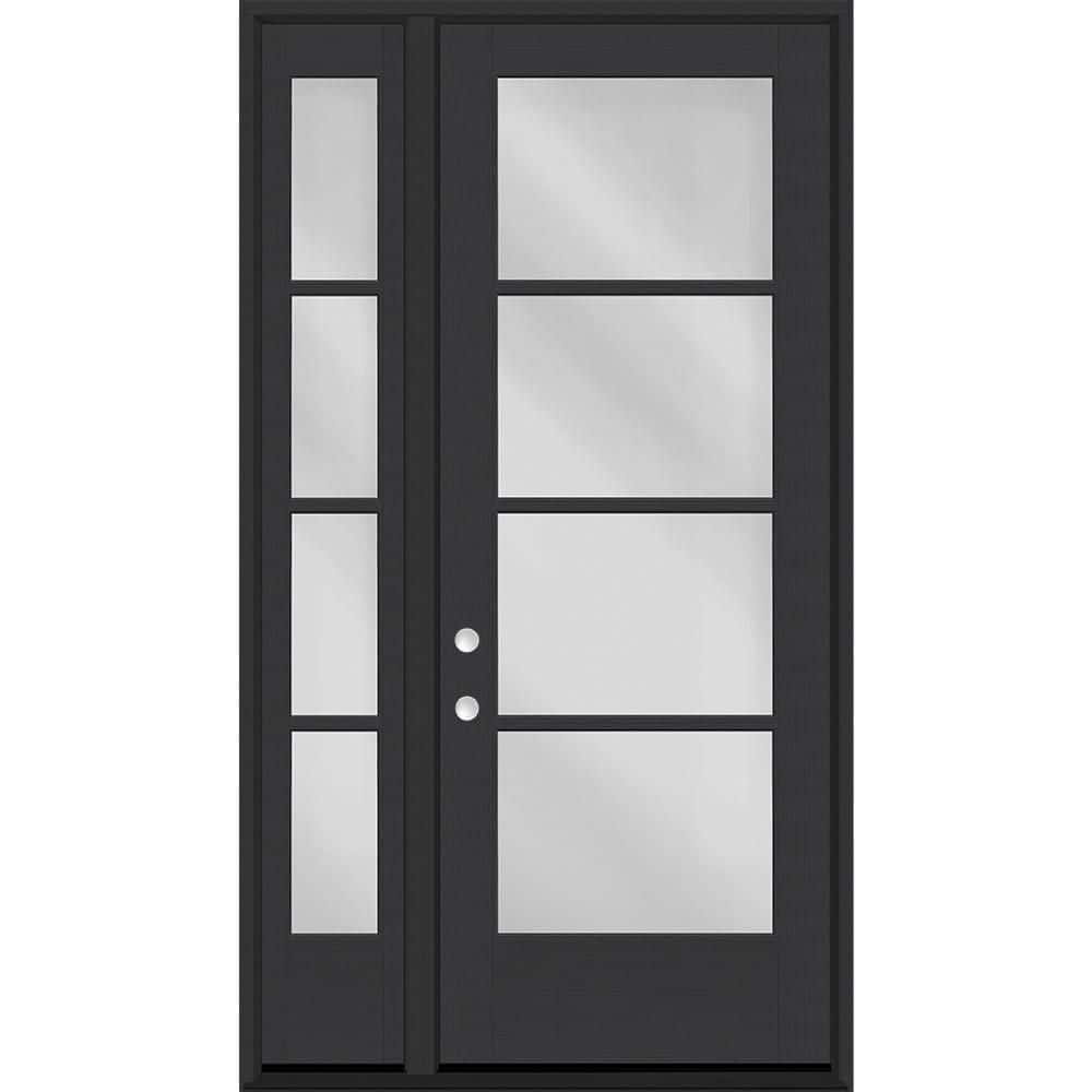 "Legacy 51 in. x 96 in. Icon 4L Modern ClearGlass RHIS Black Fiberglass Prehung Front Door with 12"" sidelite_4-9/16""Jamb" price history on PriceWatchPro