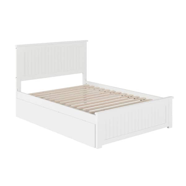 Nantucket White Full Solid Wood Storage Platform Bed with Matching Foot Board and 2 Bed Drawers