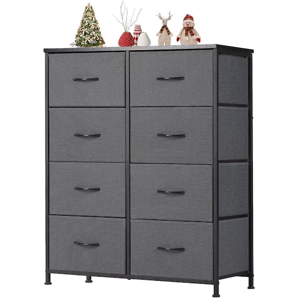 Gray 8 Drawer 31.4 in. W Fabric Storage Tower Dresser Wooden Top Without mirror for Kid Room, Closet, Entryway, Nursery