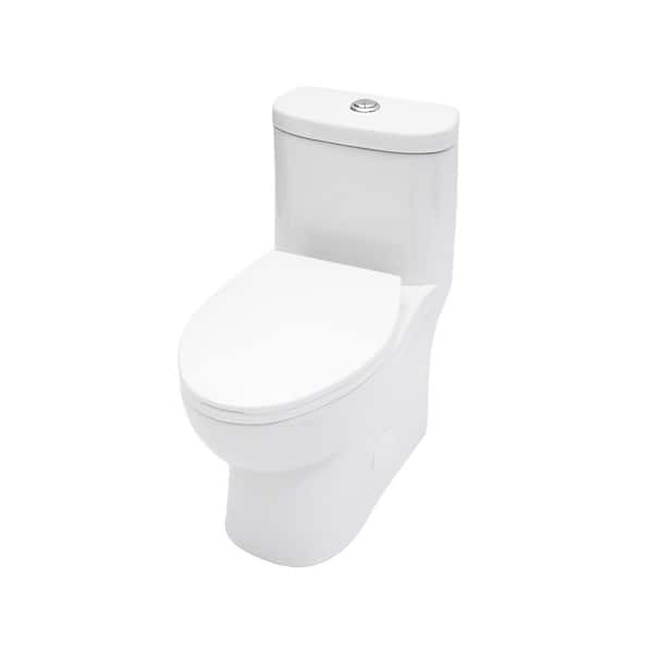 Elongated Dual Flush 1.1/1.6 GPF 12-inch Rough-In Ceramic One Piece Toilet with Soft Clsoing Seat in White